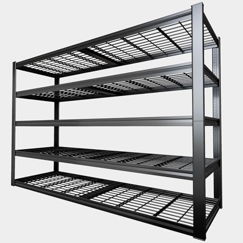 67" W Garage Shelving Heavy Duty, 18" D Garage Shelves, 78" H Adjustable Storage Shelving Unit, 5 Tier Commercial Metal Shelves for Warehouse, Basement, Shop, 67" W x 18" D x 78" H