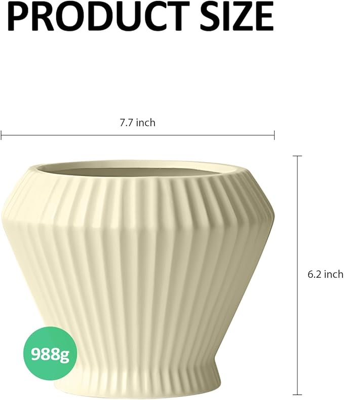 OXART 7.7 Inch Plant Pot, Modern Ceramic Pots for Indoor Plants, Plant Pots for Outdoor Flower Pot with Drainage Hole, Home Garden Decor Planters, Yellow