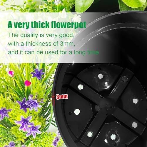 RooTrimmer 10 Inch Plastic Nursery Pots for Plants 10 Pack Plant Pots with Drainage Holes 2 Gallon Nursery Pots Perfect for Indoor Outdoor Plants Such as Herbs, Strwaberrys and Flowers, Black