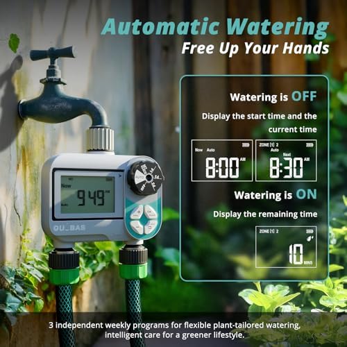 QUOBAS Sprinkler Timer, Weekly Programmable Water Timer for Garden Hose