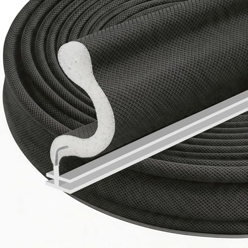19.7FT Weather Stripping Door Seal: Sound Proof Draft Blocker Kerf Weather Stripping for Exterior Front Door, Large Gap Seal, Easy to Install (Balck)