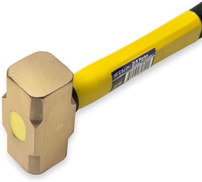 Stark USA 2-Pounds Sledge Hammer 2lbs Brass Head Fiber Glass with Comfortable Handle