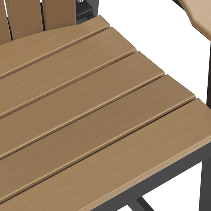 OTSUN Outdoor Tall Adirondack Chair, HDPE Weather Resistant Outdoor Chair for Garden, Backyard, Poolside, Capacity 400LBS (1 PC, Chocolate & Black)