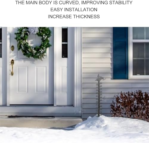 36 Inch Snow Gauge Outdoor, Heavy Duty Iron Snowfall Measuring Rod with Large Easy Read Scale, Snow Depth Gauge for Yard Garden Lawn, Stand View Design, Tool Free Assembly