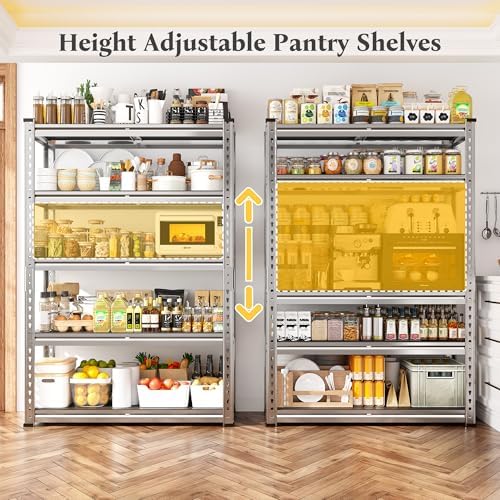 REIBII Galvanized Garage Shelving with PP Boards for Pantry Office Garage