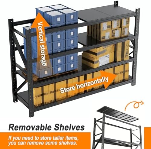 78" W Heavy Duty 4‑Tier Adjustable Metal Shelving Rack