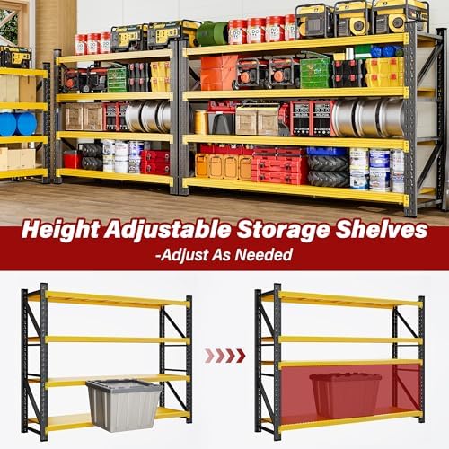 6000LBS Heavy Duty Garage Shelving Units,79" Wide & Deep Storage Shelves,Yellow Metal Garage Shelves,Large Storage Rack,Steel Shelf,Industrial Shelving for Shop,Warehouse,79" W x 24" D x 79" H