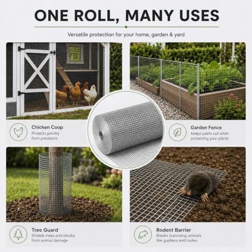 GoldPeak Hardware Cloth 1/4 inch Wire Mesh 24 inch x 50 Foot 23 Gauge
