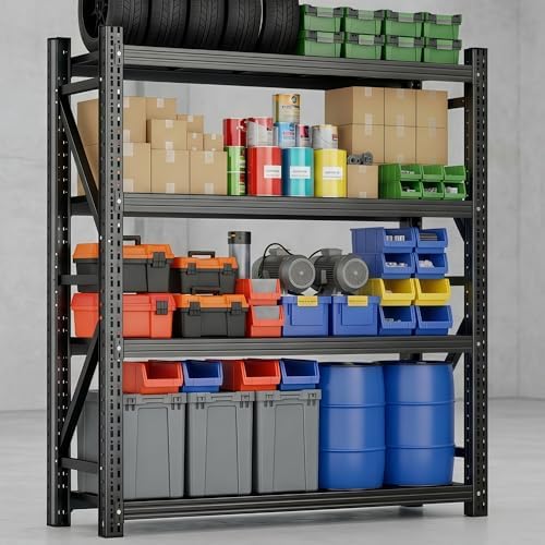 3000LBS Storage Shelves,Garage Shelving Heavy Duty,4-Tier Adjustable Metal Storage Shelves,Reinforced Steel Storage Rack for Garage,Basement,Utility Room,36" W x 16" D x 71" H