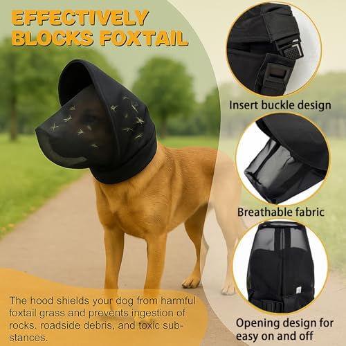 Dog Mask for Outdoor Safety - Vet-Recommended Mesh Field Guard for Protection Against Foxtails, Grass Seeds and Debris | Breathable, Lightweight, Adjustable Buckle Design,White（S）