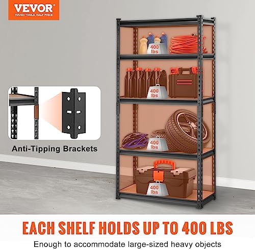 VEVOR Storage Shelves 5-Tier Adjustable 2000 lbs 30"x12"x60" Shelving Unit