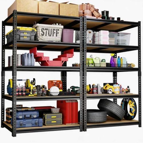 2 Pack Storage Shelves Heavy Duty, Garage Shelving Units, 2400LBS