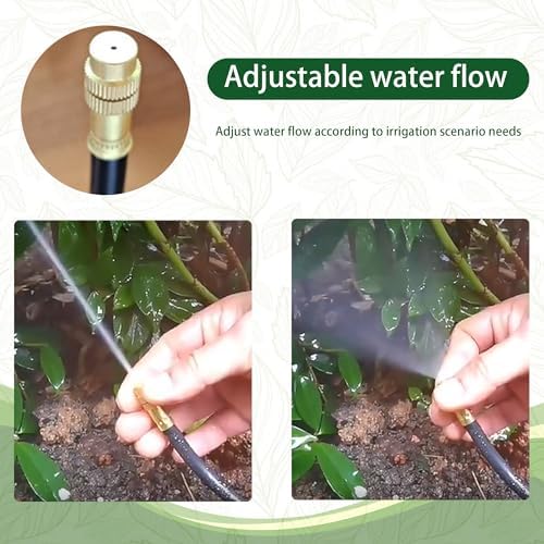 Lawn & Garden Watering Equipment,360° Adjustable Drip Irrigation System,50 ft Garden Plant Watering System with 15 Nozzles, 5/16 inches Hose Greenhouse Accessories for Yard, Lawn, Plants