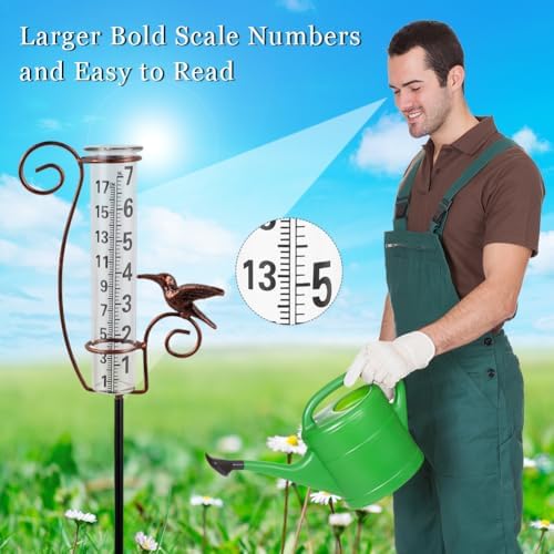 Rain Gauge Outdoor with 7 Inch Glass Tube