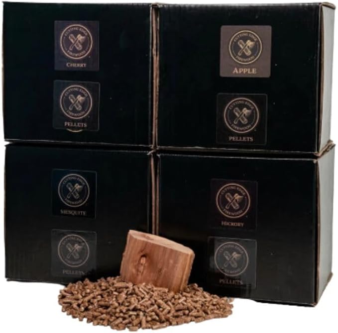 Cutting Edge Firewood BBQ Wood Pellets Variety Pack 100% Natural Hardwood Pellets for Smokers, Pellet Grills, and Outdoor Cooking – Includes Mesquite, Hickory, Cherry, and Apple Four Different Flavor