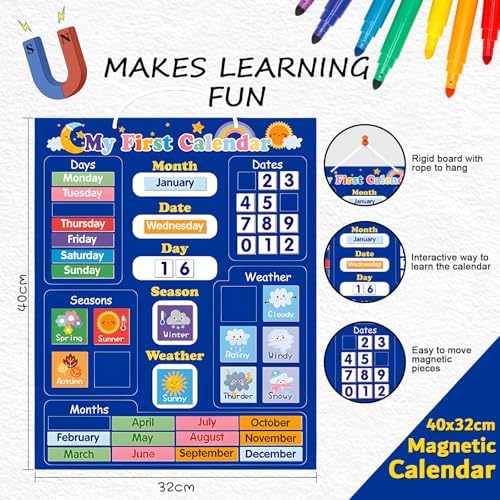 Adena Montessori Magnetic Learning Calendar, 3-6y