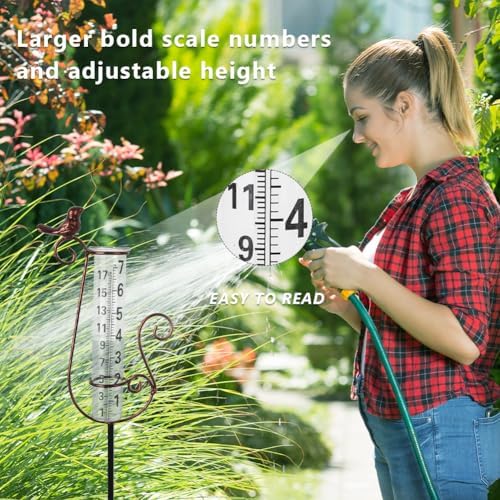 Rain Gauge Outdoor with 7 Inch Glass Tube