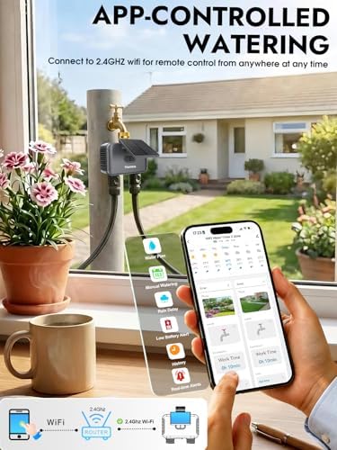 Insoma Solar WiFi Water Timer 2 Zone, Solar&Type-C Rechargeable Smart Sprinkler Timer w/Adjustable 120° Solar Panel, APP&Voice Control Automatic Irrigation for Garden Hose Lawn, No Gateway Required