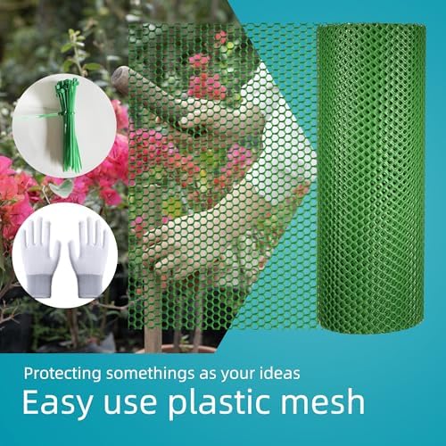 Pet & Garden Safeguard - 15.7IN x 32.8FT Roll - Green Plastic Netting, Multi-Use Decorative Fencing for Poultry, Dogs, Rabbits,Chicken and Snake Barrier