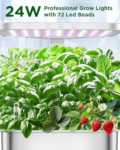 Hydroponics Growing System 15 Pods, Indoor Herb Garden Kit with Grow Light