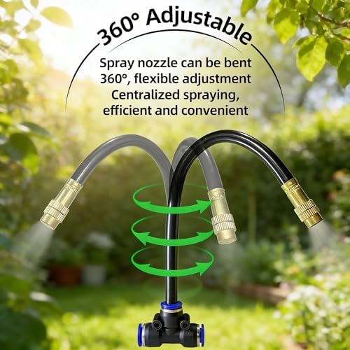 10 Pack 360° Copper Mister Nozzles with Tee for 5/16" Dirp Irrigation Kit