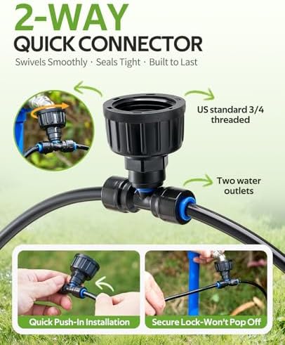 HIRALIY 100FT Drip Irrigation Kit with Timer, Pressure Compensated