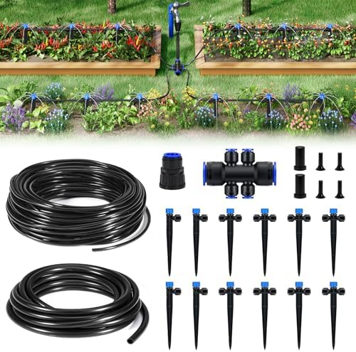 HIRALIY 50FT Drip Irrigation Kit for Garden Watering