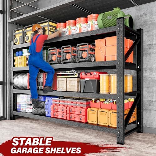 9000LBS Heavy Duty Garage Shelving Units,75" Wide & Deep Storage Shelves,Metal Garage Shelves,Large Storage Rack,Steel Shelf,Industrial Shelving for Shop,Warehouse,Basement,75" W x 24" D x 70" H
