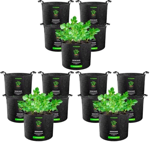 VIVOSUN 15-Pack 10 Gallon Plant Grow Bags, Heavy Duty Thickened Nonwoven Fabric Pots with Handles