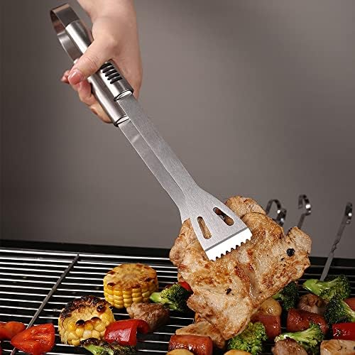 BBQ Grill Tool Set BBQ Grilling Accessories Set 8PC Barbecue Grill Tools Utensils Set for Outdoor with Spatula, Fork, Knife, Brush, Tongs, Seasoning Bottle Grilling Gifts for Men Dad