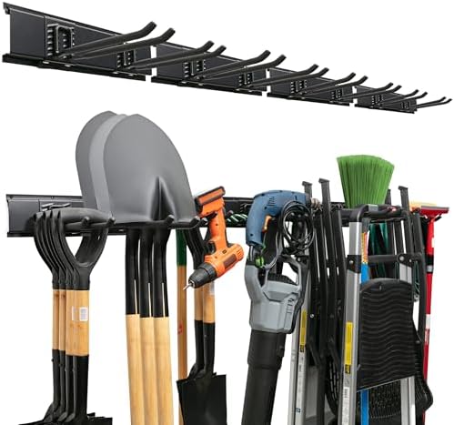 TIDYME Garage Tool Organizer Wall Mount, 64", 4 Racks 8 Hooks, 400 lbs