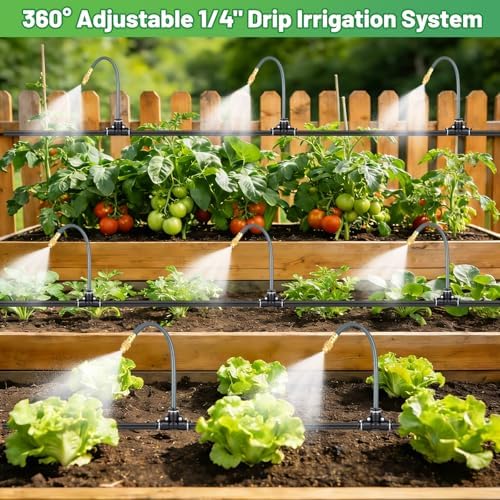 360° Adjustable 1/4" Drip Irrigation System Kits(No 1/4" Tubing)