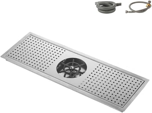 BRONCHO 24" x 8" High-Pressure Automatic Cup Washer | 304 Stainless Steel Sink Rinser with Integrated Drip Tray | for Commercial & Home Use
