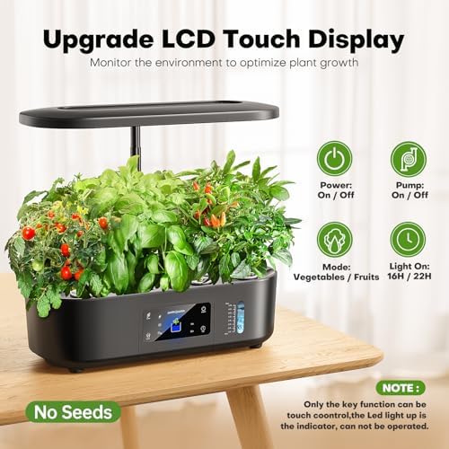 Ahopegarden Hydroponics Growing System Kit: 12 Pods with LCD Control Panel