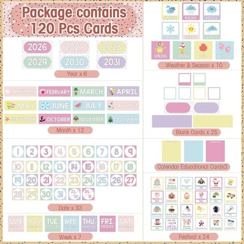 Sinload Classroom Calendar Pocket Chart White, Colourful
