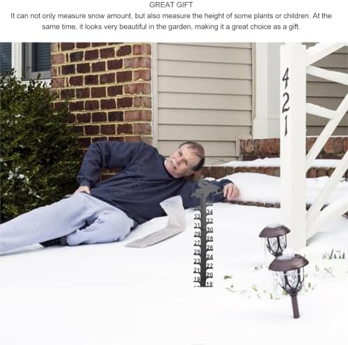 36 Inch Snow Gauge Outdoor, Heavy Duty Iron Snowfall Measuring Rod with Large Easy Read Scale, Snow Depth Gauge for Yard Garden Lawn, Stand View Design, Tool Free Assembly