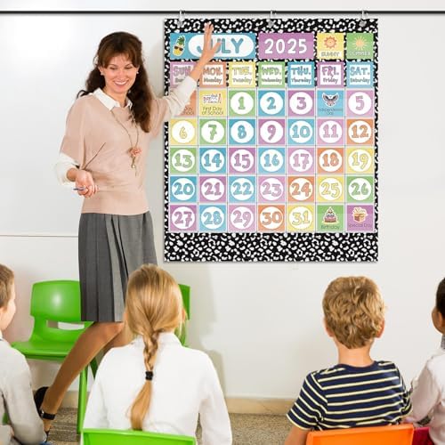 Sinload Classroom Calendar Pocket Chart Black White, Cool