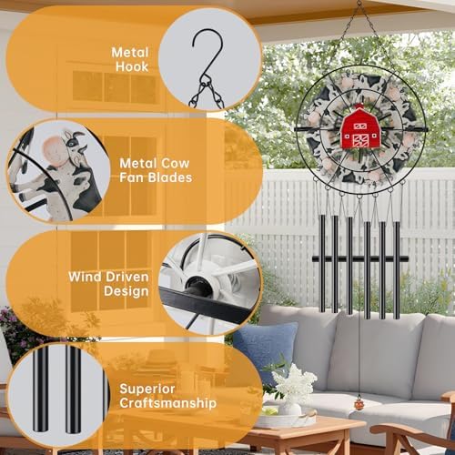 Joint Honglin Metal Farmhouse Cow Wind Chime Outdoor Hanging Decor