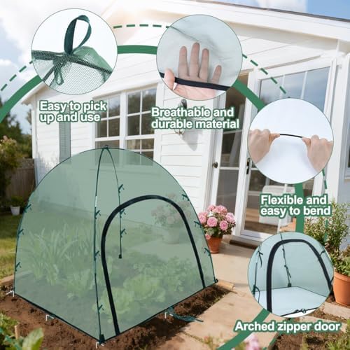 2pack Large Mesh Plant Cover Tent, 36x36x37Inches Pest Guard Cover, Insect Bird Barrier Netting Outdoor Plant Enclosure, Garden Net Cage Plant Protector Pest Protection Guard for Fruit Vegetables