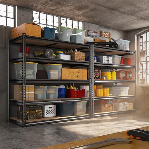 REIBII 2500LBS Garage Shelving Heavy Duty 72''H Storage Shelves 40" W Heavy Duty 5 Tier Metal Shelves Adjustable Pantry Shelf for Closet Pantry Basement Kitchen Warehouse 72" H x 40" W x 20" D, 2 Pack