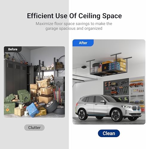 FLEXIMOUNTS 3x6 Overhead Garage Storage Adjustable Ceiling Rack, Black