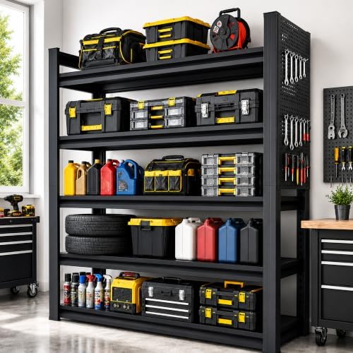 SAWJEC Heavy Duty Garage Shelving Unit with Pegboard Metal Storage Shelve