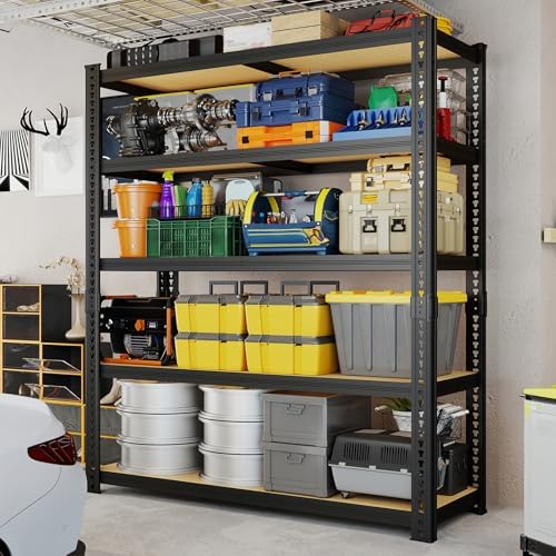 78'' H Garage Storage Shelves, Shelving Units and Storage, Heavy Duty Garage Shelving, Metal Shelves for Basement, Warehouse, Pantry, Kitchen, 78''H x 40''W x 16''D, 2200 LBS