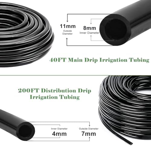 200FT+40FT Drip Irrigation System, Garden Watering System