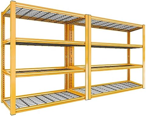 REIBII 40" W Yellow Garage Shelving with Double-Layer Frames for Homeowners