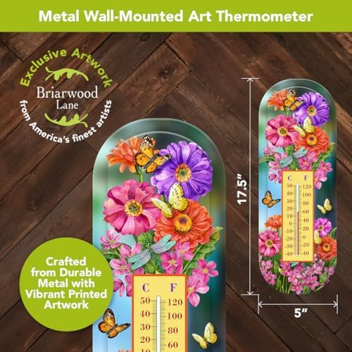 Briarwood Lane Spring Thermometer 17x6 Zinnias in Bloom for Spring Thermometer