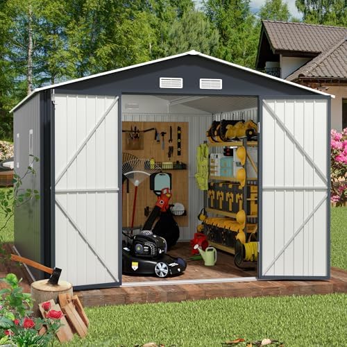 Breezz Outdoor Steel Storage Shed, 10 x 12 ft, Midnight Blue