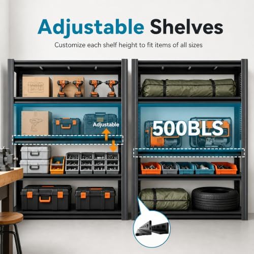 SAWJEC Heavy Duty Garage Shelving Unit with Pegboard Metal Storage Shelve