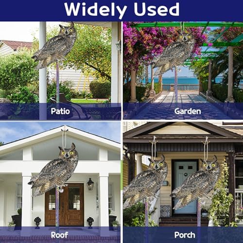 2PCS Hanging Flat Garden Owls, Fake Owl to Scare Pigeon
