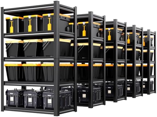 Set of 5 Heavy Duty Garage Shelving Unit, 71.2" H x 35.4" W x 16" D, 5-Tier Adjustable Storage Shelves for Garage Storage, Standing Shelf Unit & Shelves Organizer for Home, Warehouse, Workshop